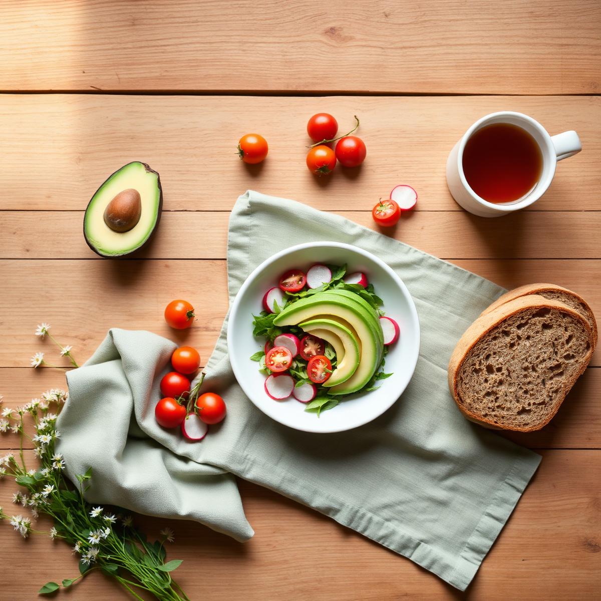 A calming still life of a nourishing meal
